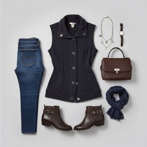 Christopher & Banks Navy Vest Fall Staple‎ with Buttons